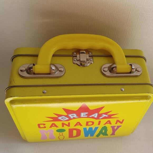 GREAT Canadian Midway Niagara Falls Mini Lunch Box BRIGHT Yellow METAL - Picture 6 of 7